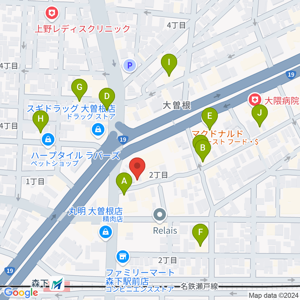 ミューズ音楽館周辺のカフェ一覧地図