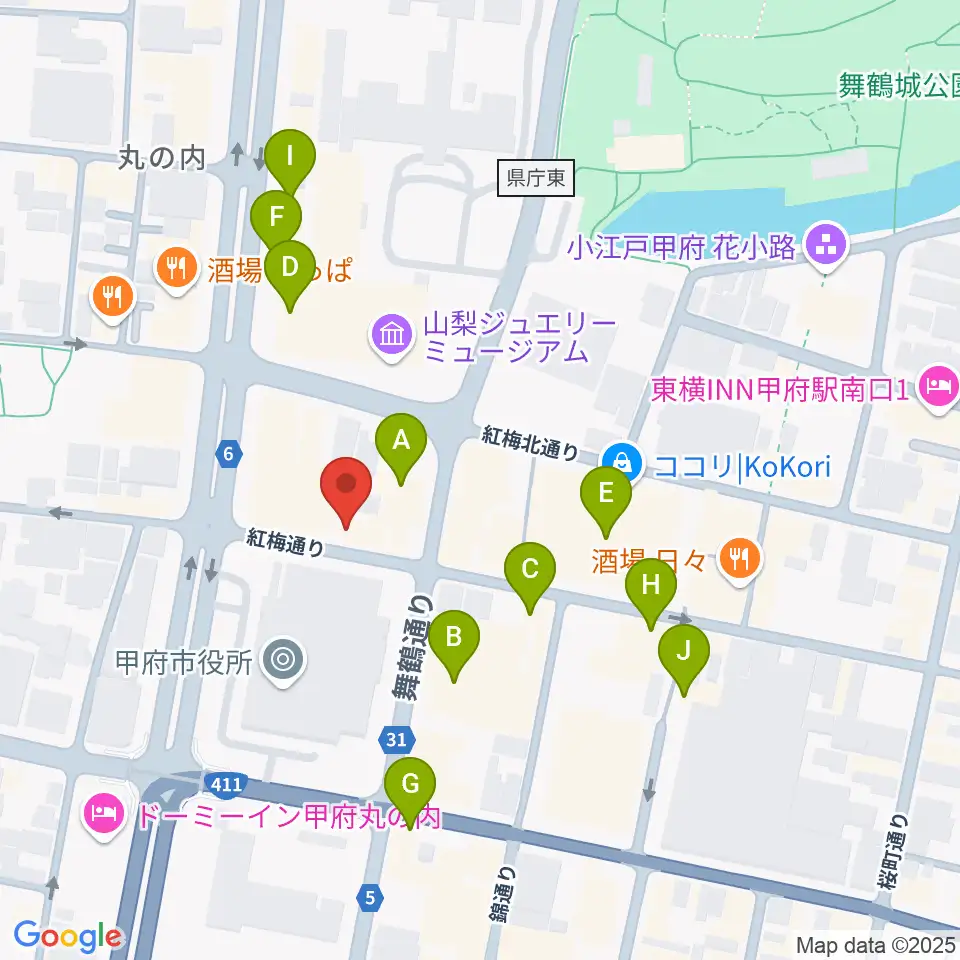 内藤楽器本店周辺のカフェ一覧地図