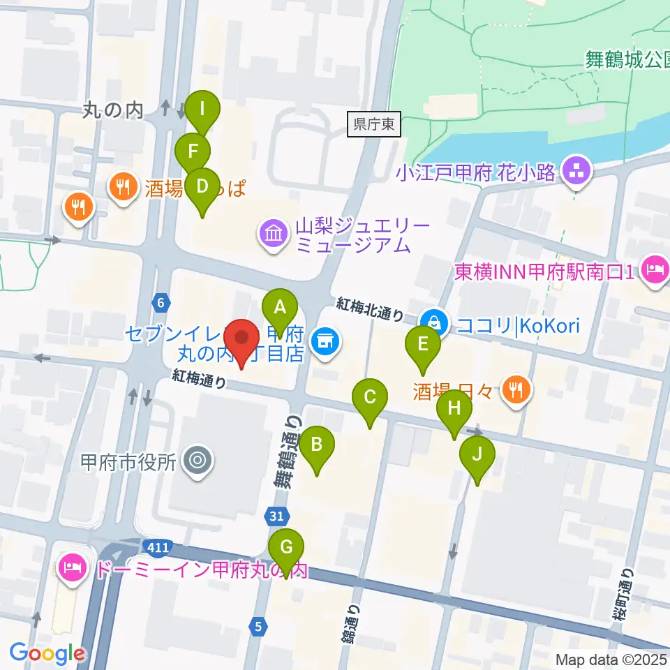 内藤楽器本店周辺のカフェ一覧地図