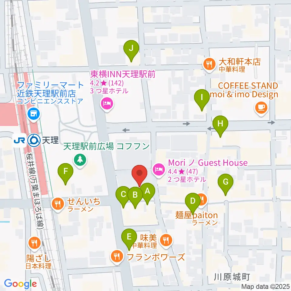雅楽器 たなかや周辺のカフェ一覧地図