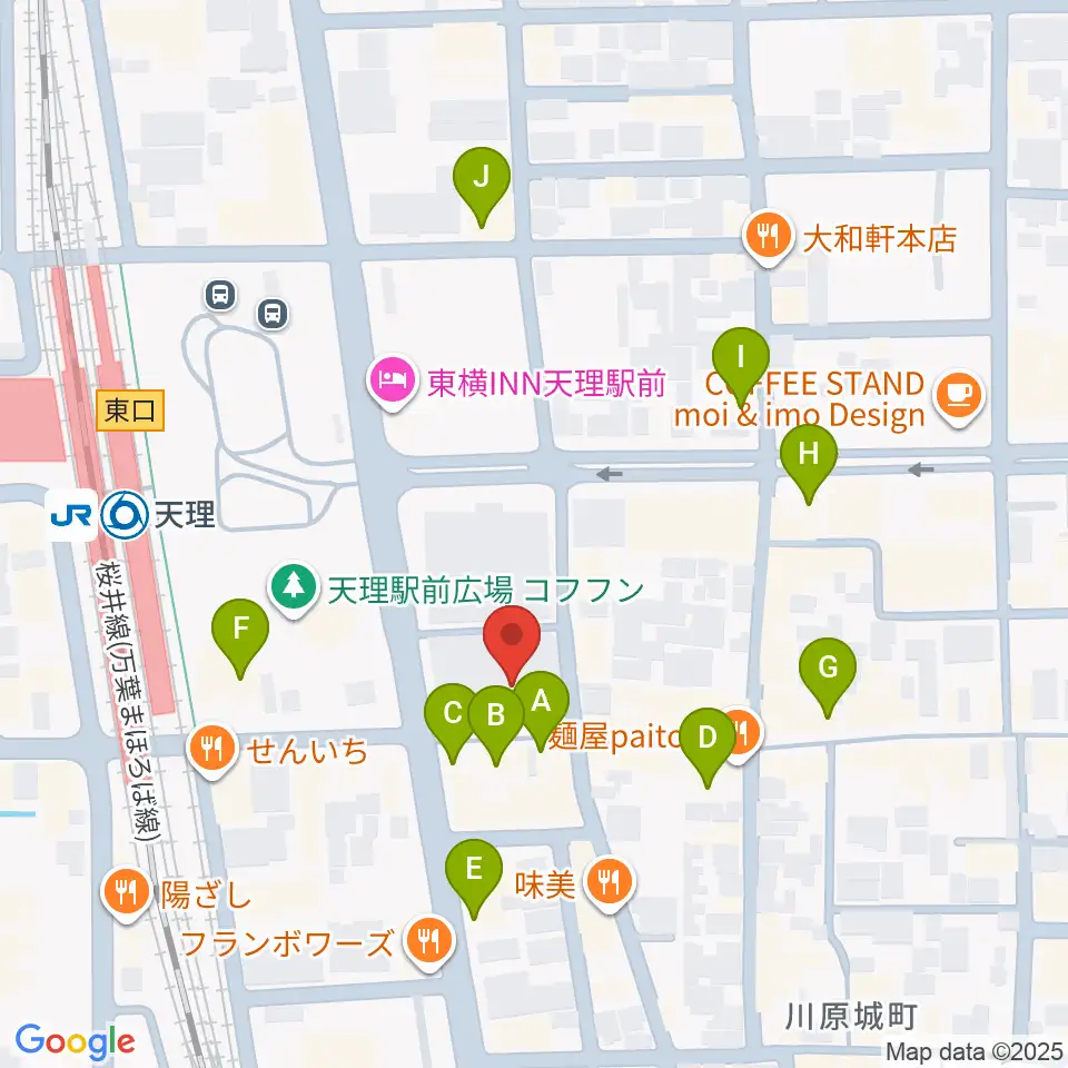 雅楽器 たなかや周辺のカフェ一覧地図