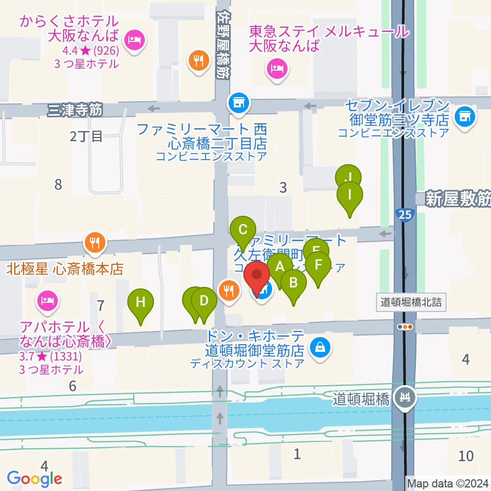 名師堂 大阪店周辺のカフェ一覧地図