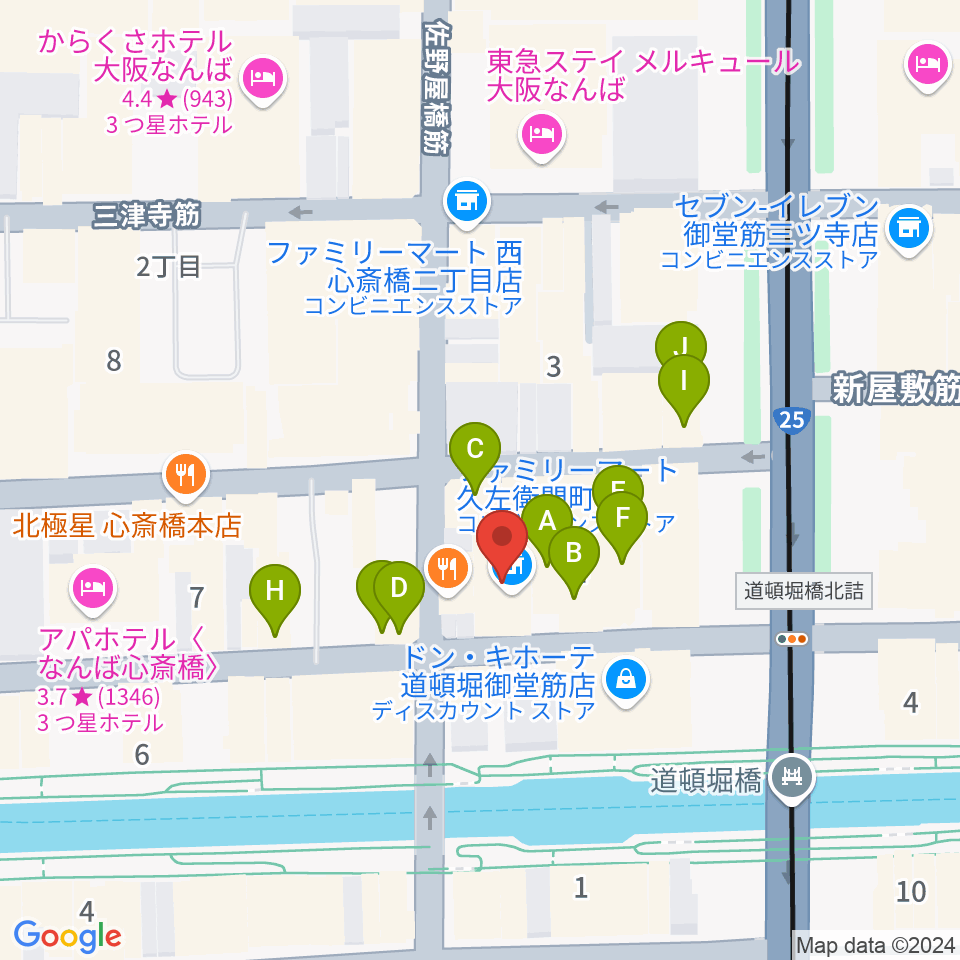 名師堂 大阪店周辺のカフェ一覧地図