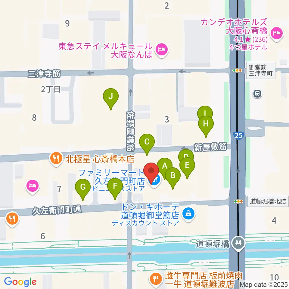 名師堂 大阪店周辺のカフェ一覧地図