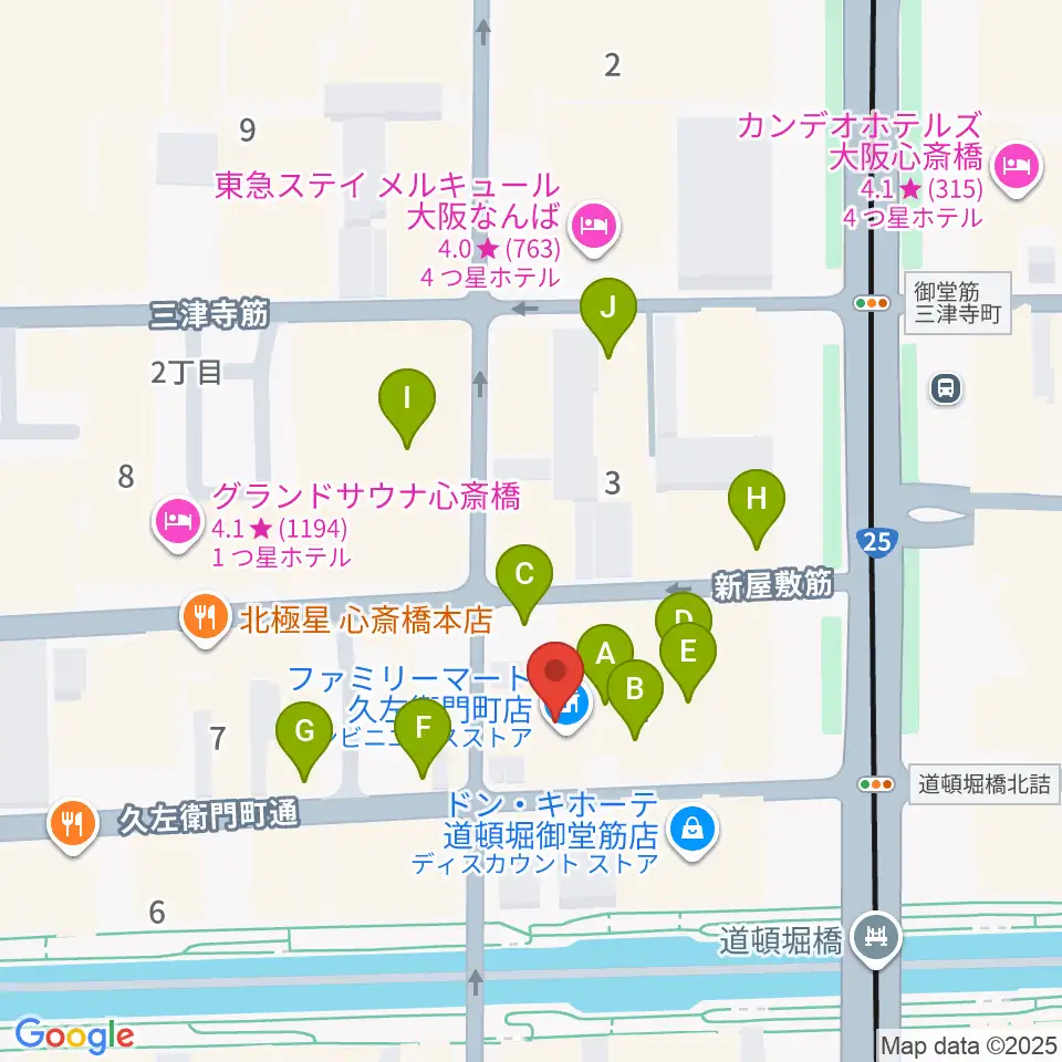 名師堂 大阪店周辺のカフェ一覧地図