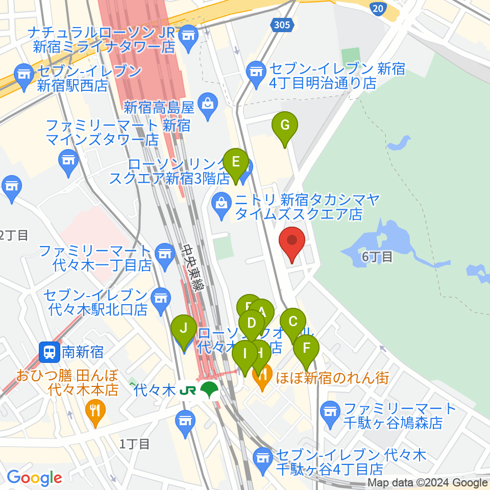 日本ヴァイオリン 東京本店周辺のカフェ一覧地図