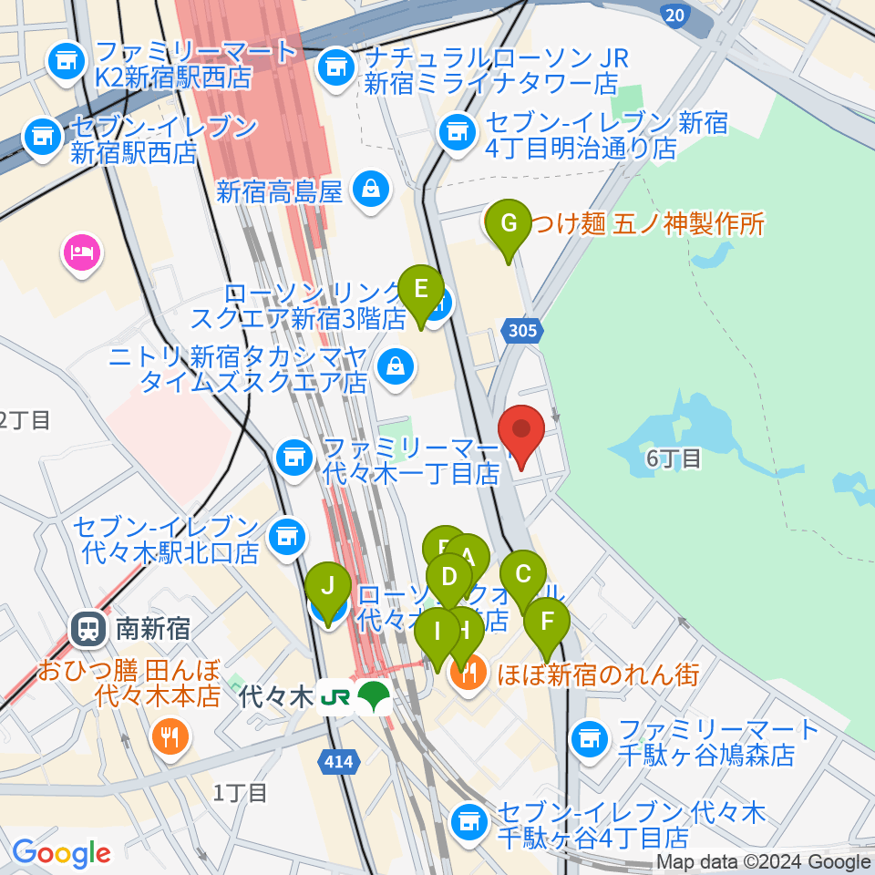 日本ヴァイオリン 東京本店周辺のカフェ一覧地図