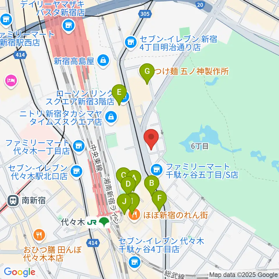 日本ヴァイオリン 東京本店周辺のカフェ一覧地図