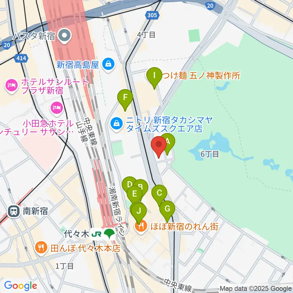 日本ヴァイオリン 東京本店周辺のカフェ一覧地図
