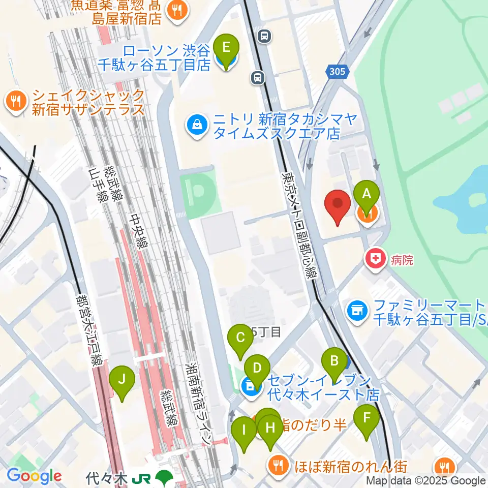 日本ヴァイオリン 東京本店周辺のカフェ一覧地図
