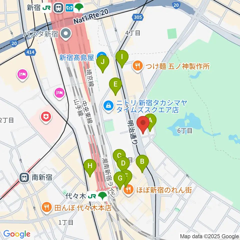 日本ヴァイオリン 東京本店周辺のカフェ一覧地図