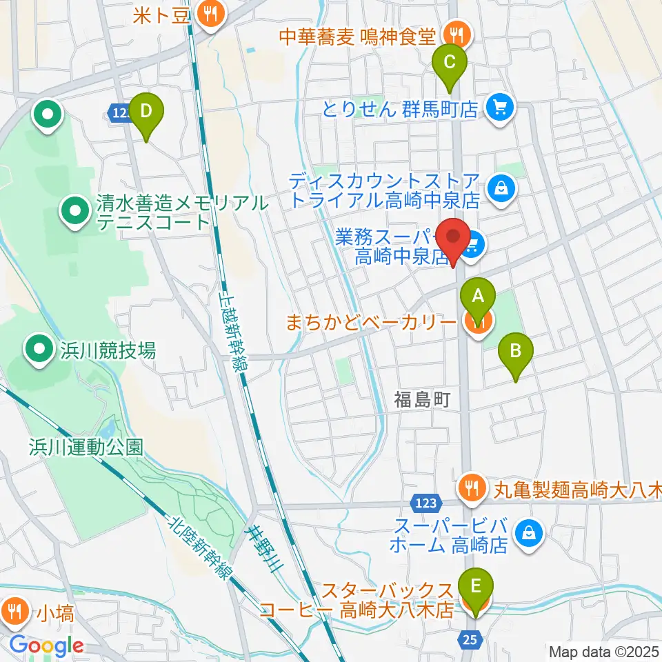 オカダ楽器周辺のカフェ一覧地図