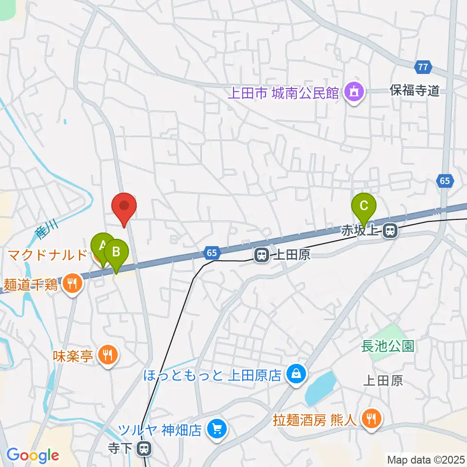 五味和楽器店 上田本店周辺のカフェ一覧地図