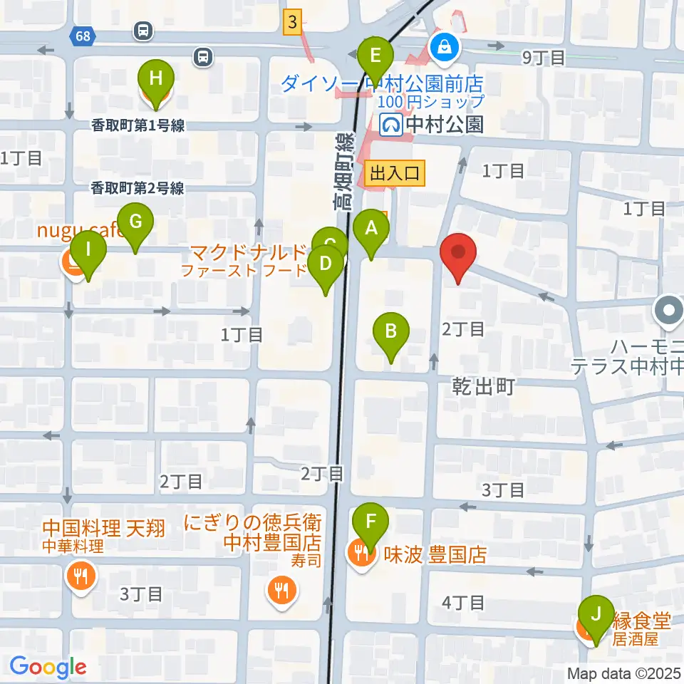 音羽屋三味線店周辺のカフェ一覧地図