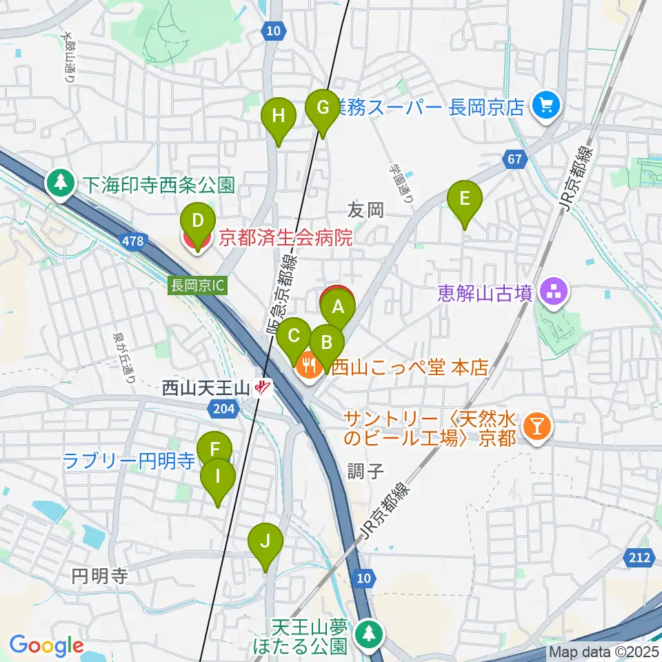 パナムジカ周辺のカフェ一覧地図