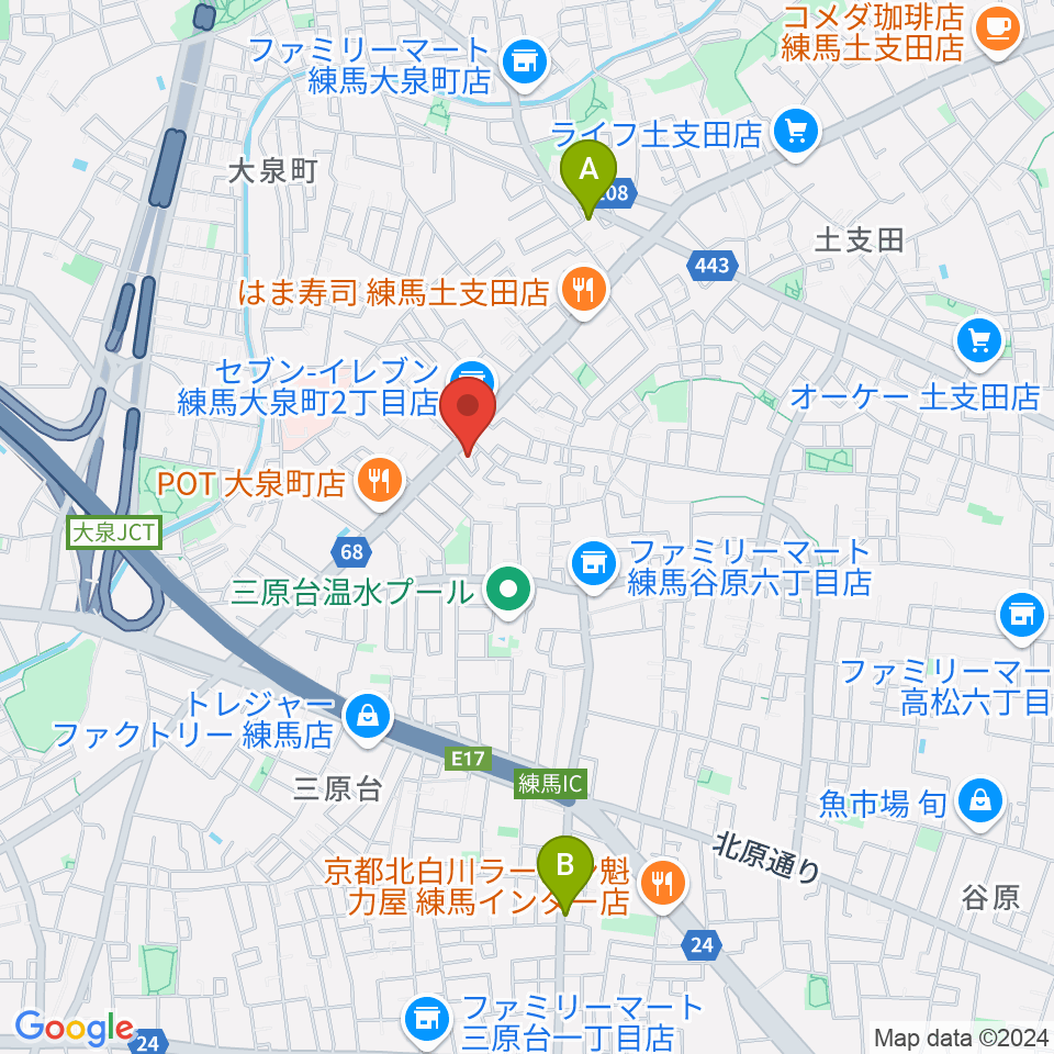 ピアノ調律センター・エムパレス周辺のカフェ一覧地図