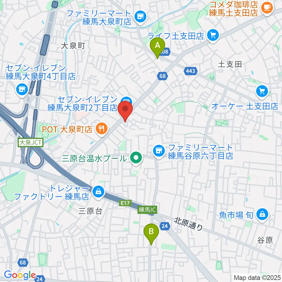 ピアノ調律センター・エムパレス周辺のカフェ一覧地図