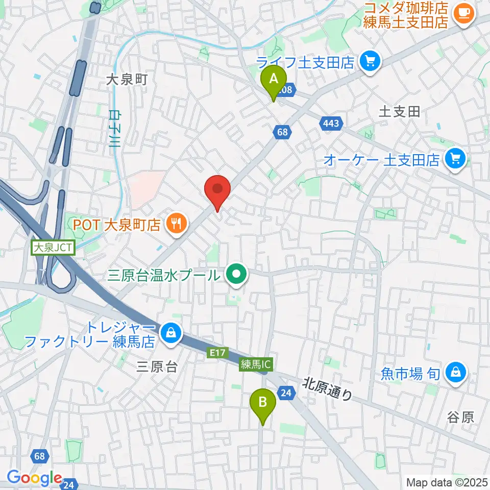 ピアノ調律センター・エムパレス周辺のカフェ一覧地図