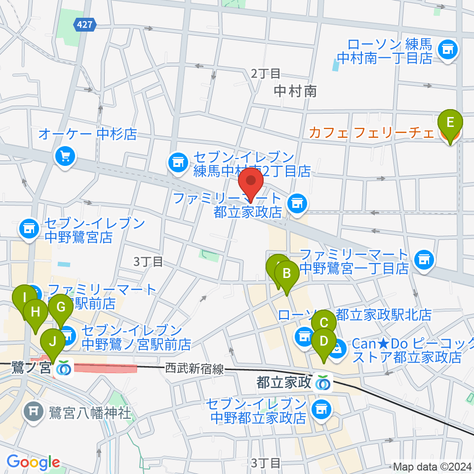 プロフェッショナル・パーカッション周辺のカフェ一覧地図