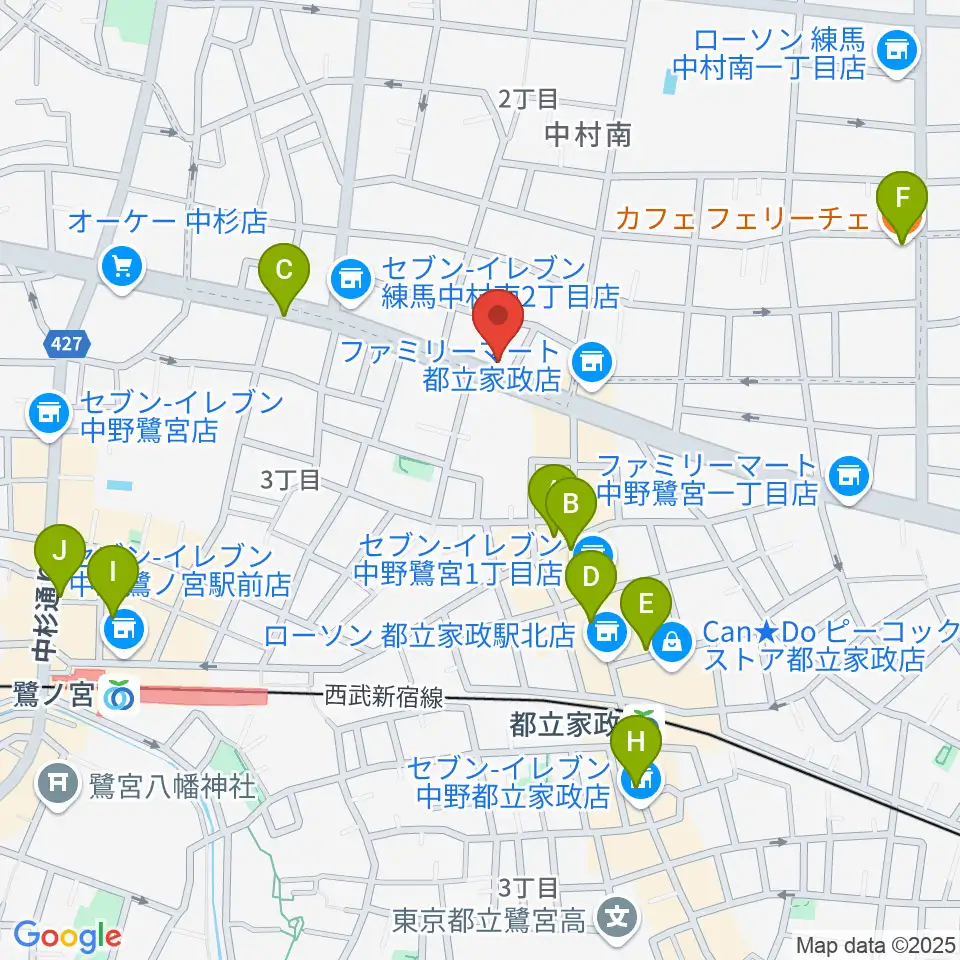 プロフェッショナル・パーカッション周辺のカフェ一覧地図