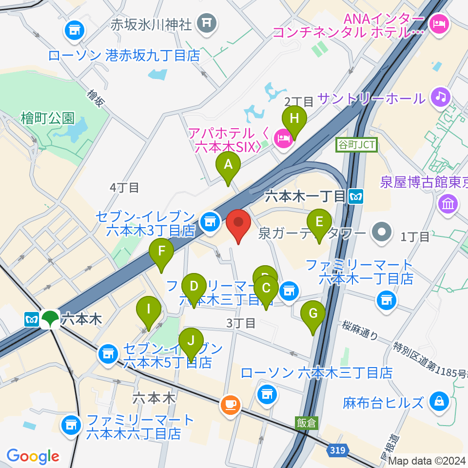 バイオリンリサーチ周辺のカフェ一覧地図