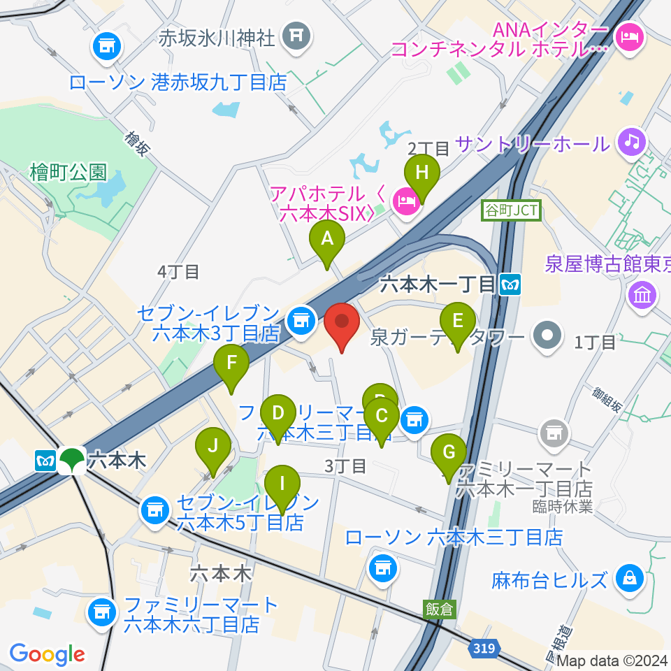 バイオリンリサーチ周辺のカフェ一覧地図