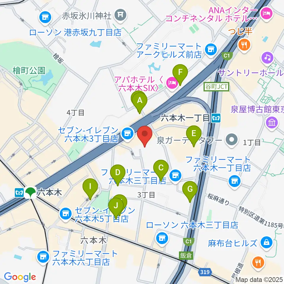 バイオリンリサーチ周辺のカフェ一覧地図