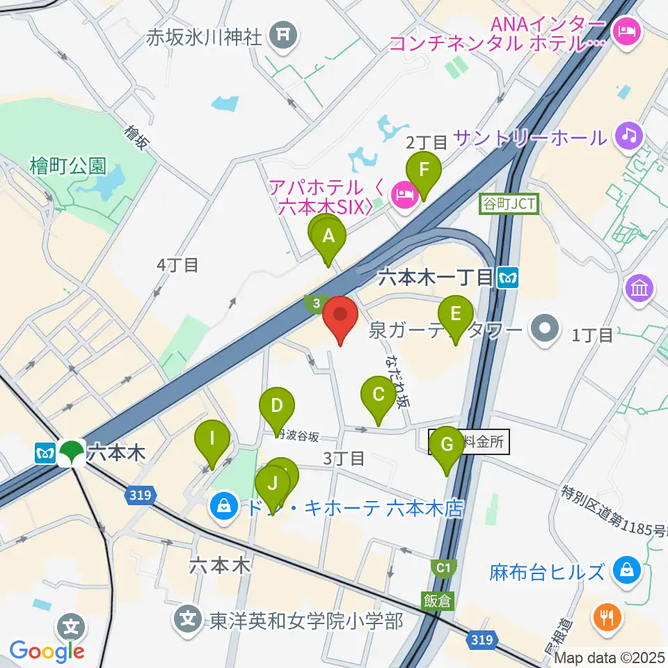 バイオリンリサーチ周辺のカフェ一覧地図