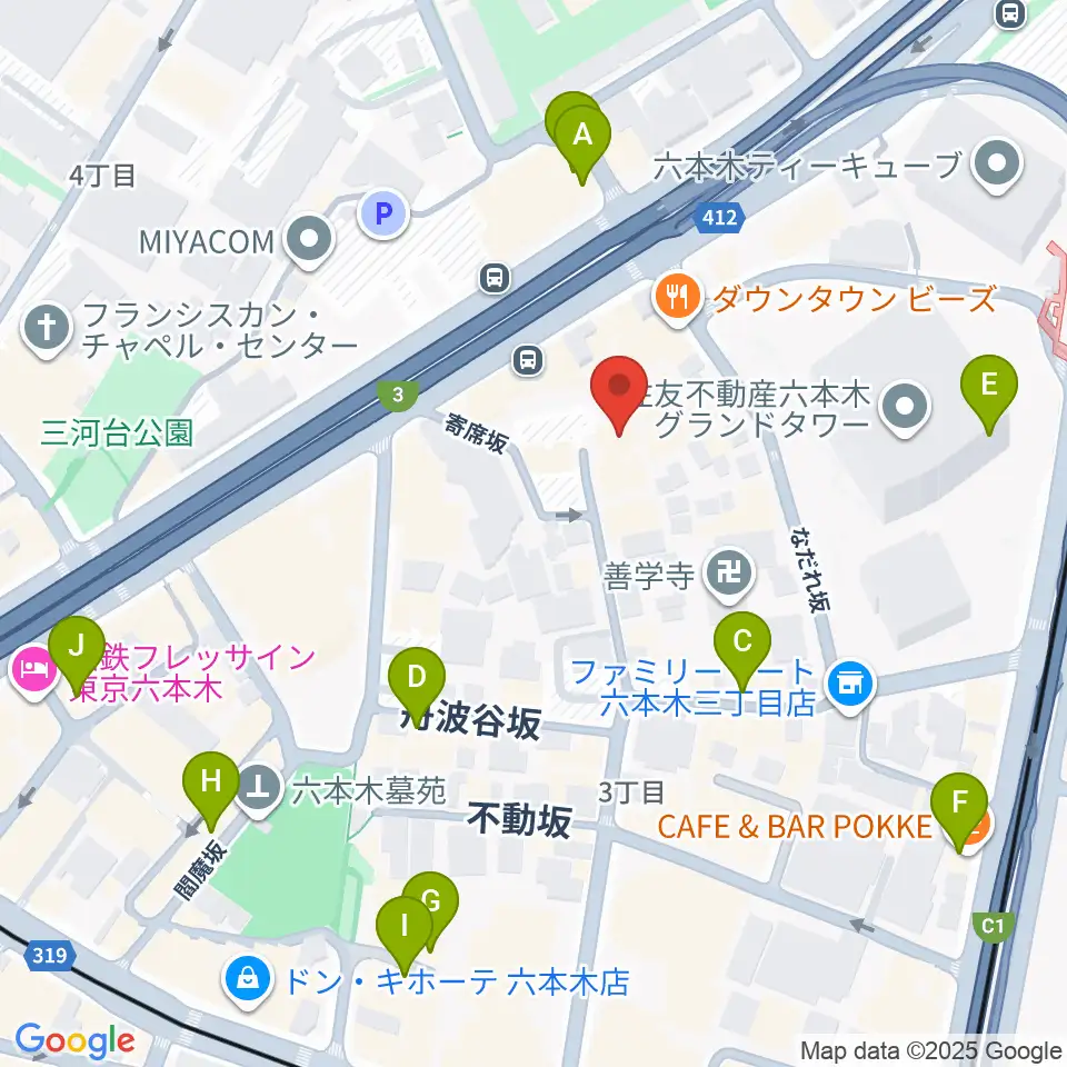 バイオリンリサーチ周辺のカフェ一覧地図