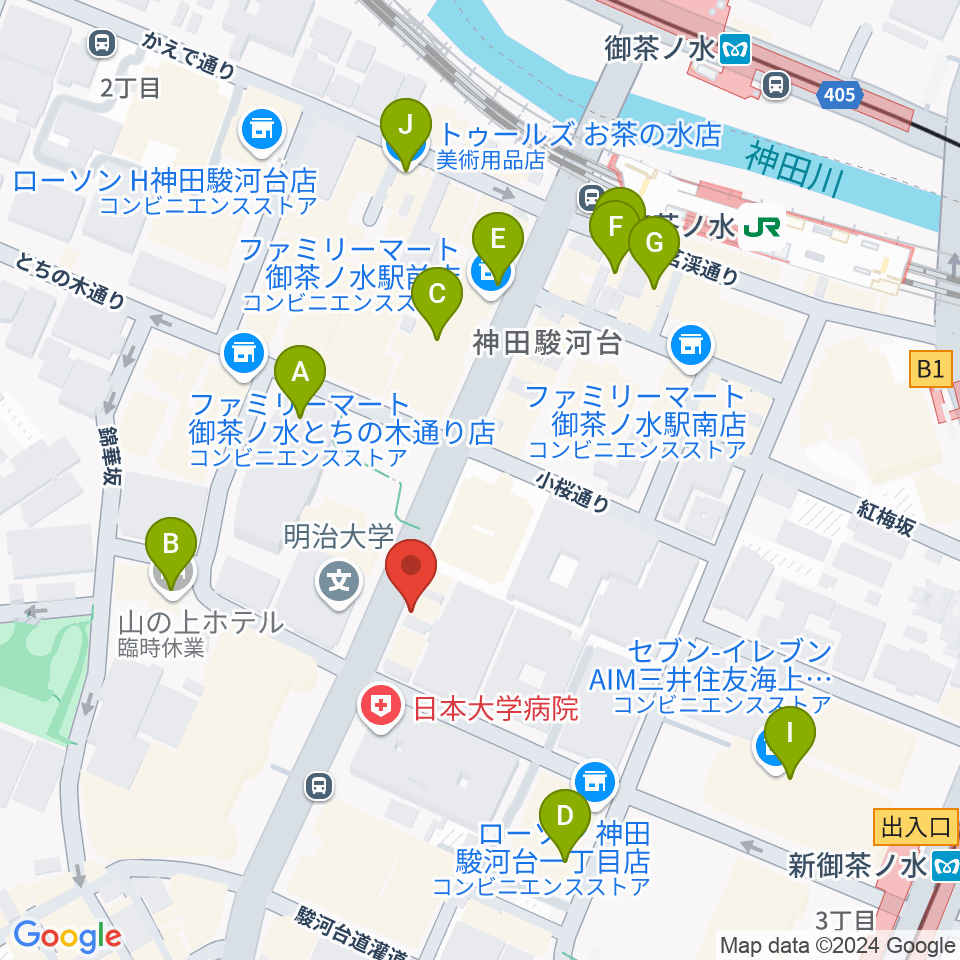 御茶ノ水楽器センター周辺のカフェ一覧地図