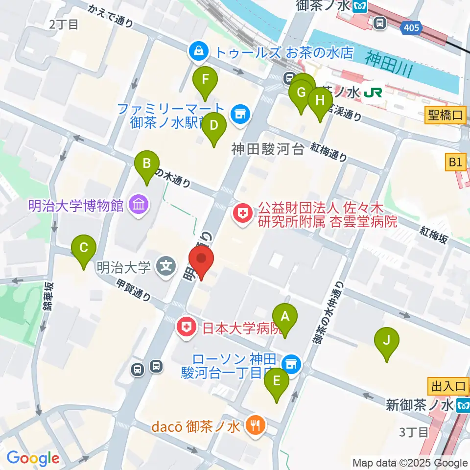 御茶ノ水楽器センター周辺のカフェ一覧地図