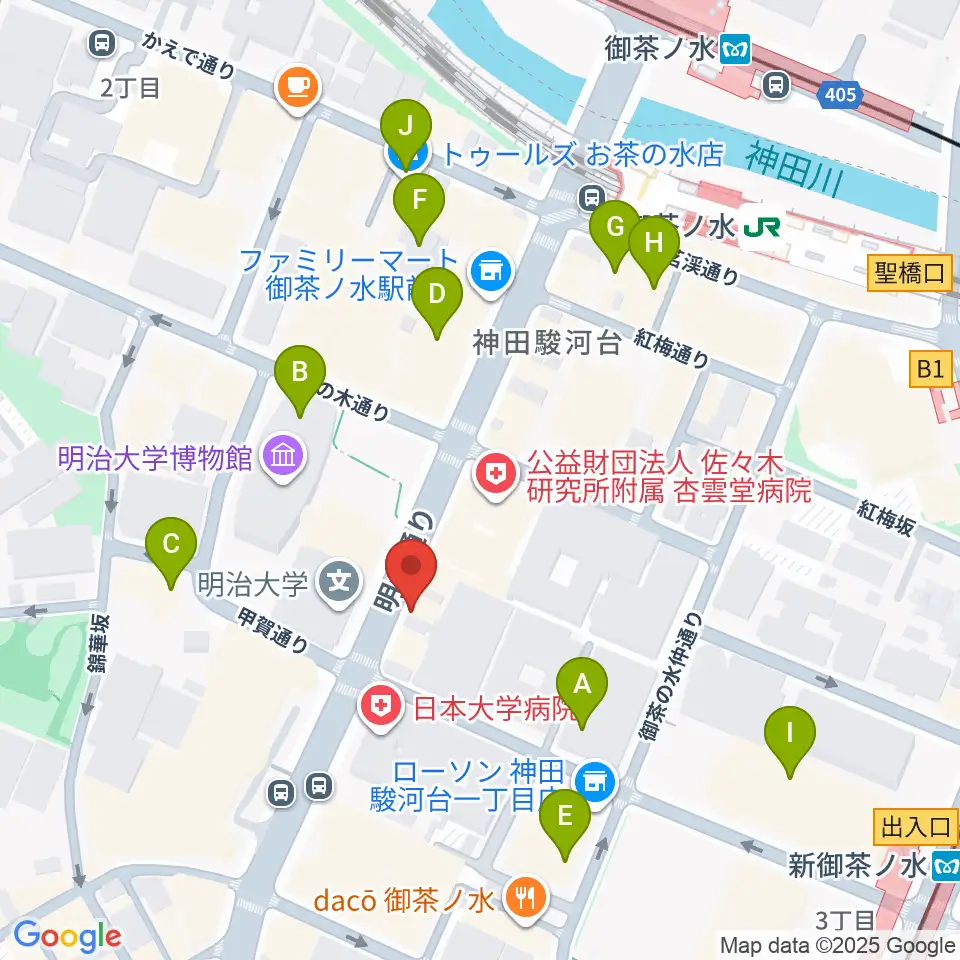 御茶ノ水楽器センター周辺のカフェ一覧地図