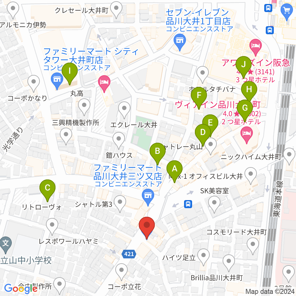 シブヤ楽器店周辺のカフェ一覧地図