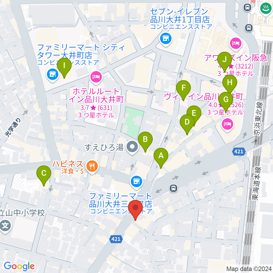 シブヤ楽器店周辺のカフェ一覧地図