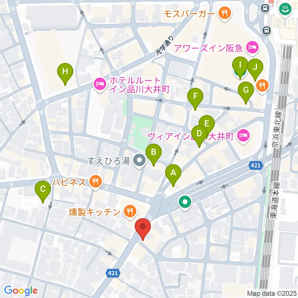 シブヤ楽器店周辺のカフェ一覧地図