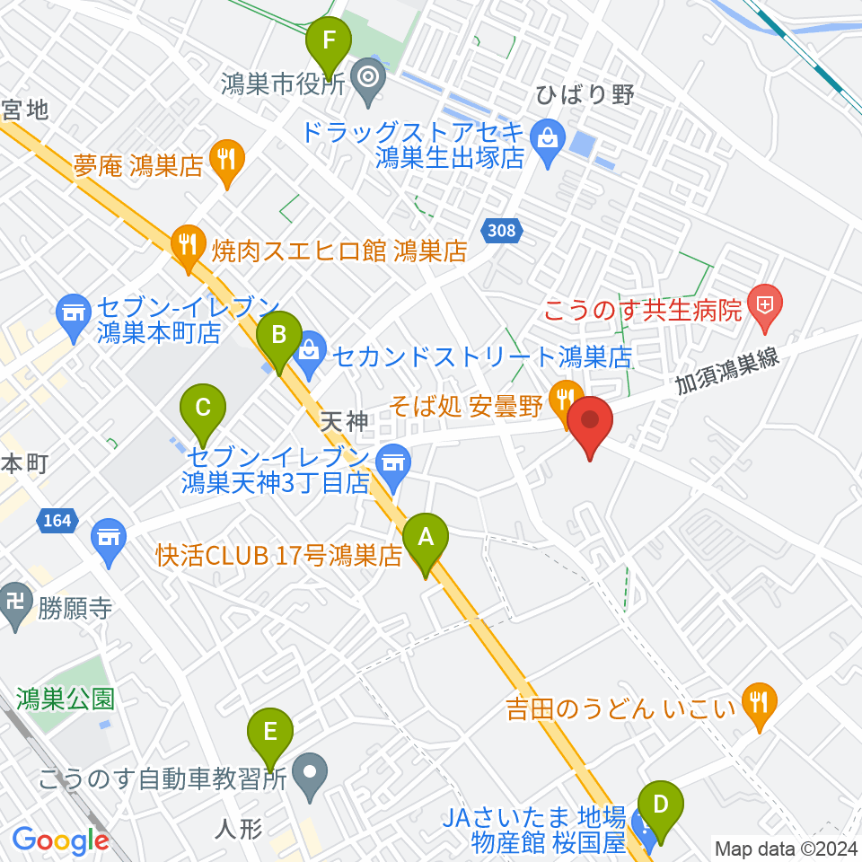諏訪工芸周辺のカフェ一覧地図