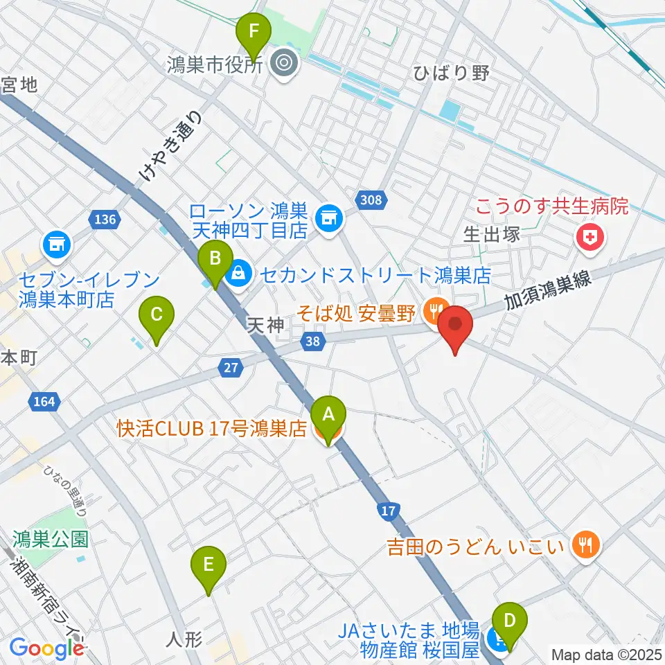 諏訪工芸周辺のカフェ一覧地図