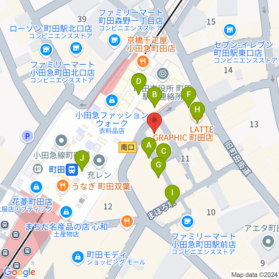 鈴木楽器本店周辺のカフェ一覧地図