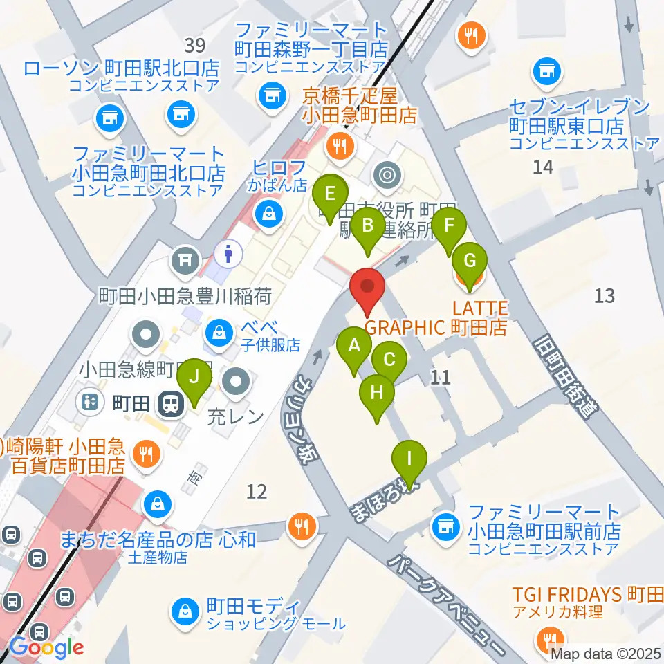 鈴木楽器本店周辺のカフェ一覧地図