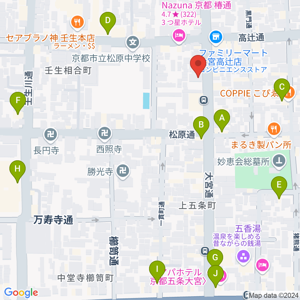 太鼓センター TAIKO-LAB京都周辺のカフェ一覧地図