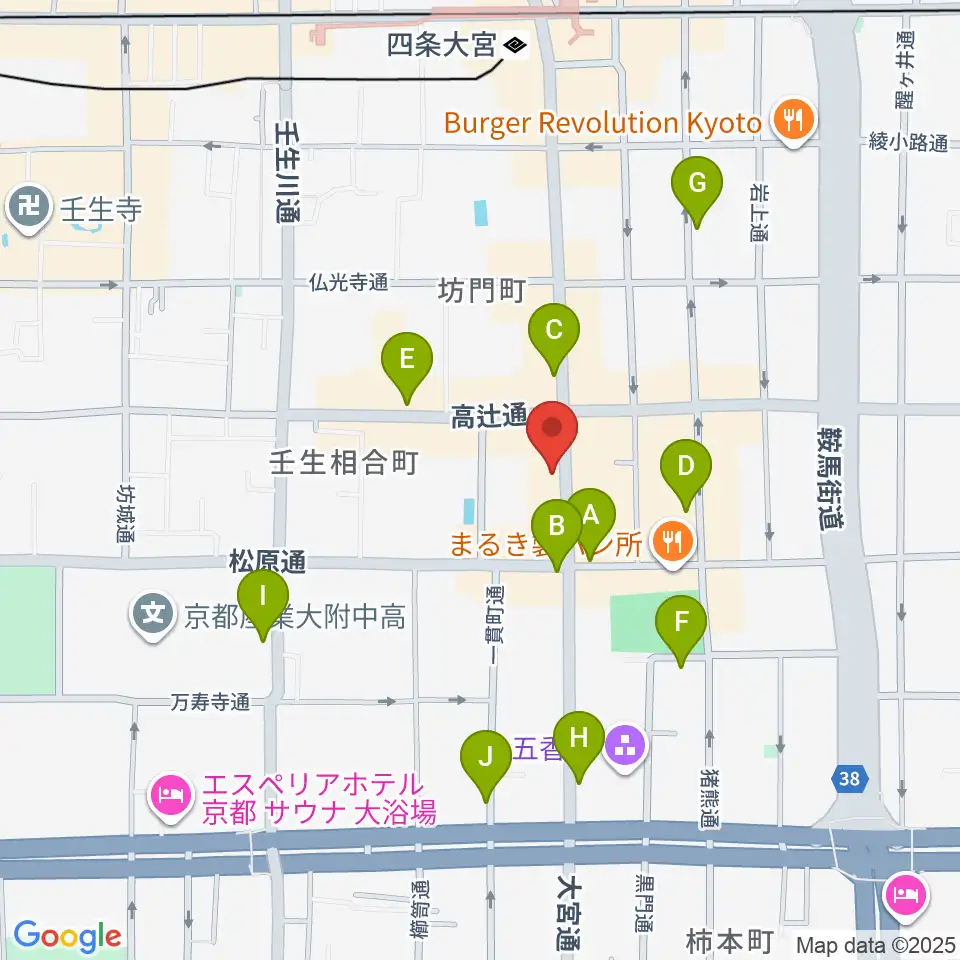 太鼓センター TAIKO-LAB京都周辺のカフェ一覧地図