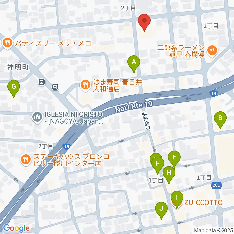ドゥーミュージック周辺のカフェ一覧地図