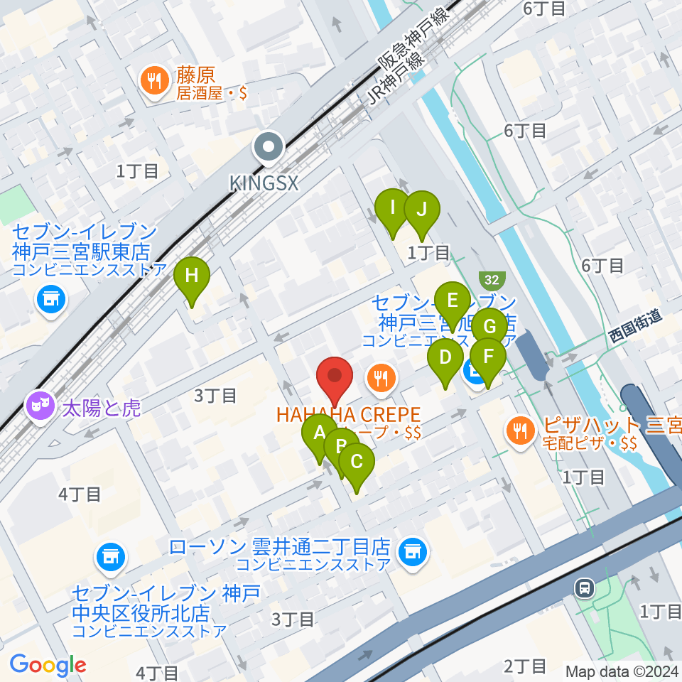 ジャンベ・民族楽器メットリー周辺のカフェ一覧地図