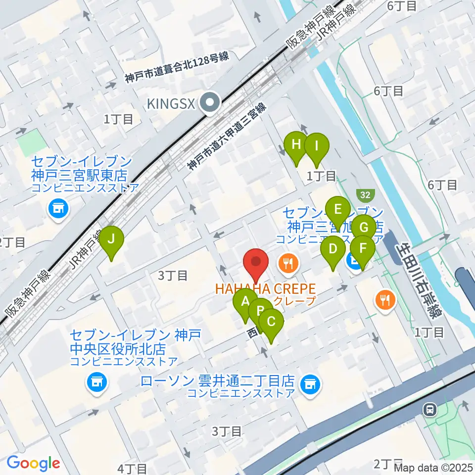 ジャンベ・民族楽器メットリー周辺のカフェ一覧地図