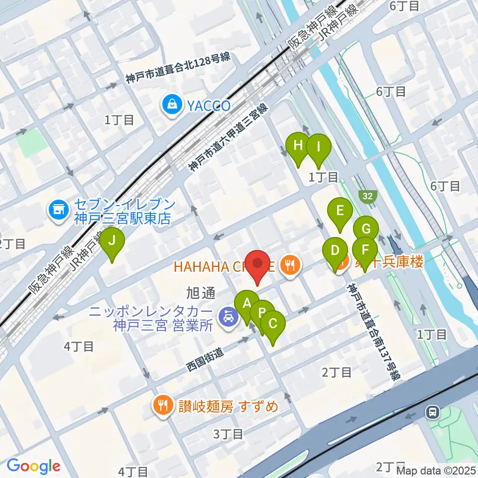 ジャンベ・民族楽器メットリー周辺のカフェ一覧地図