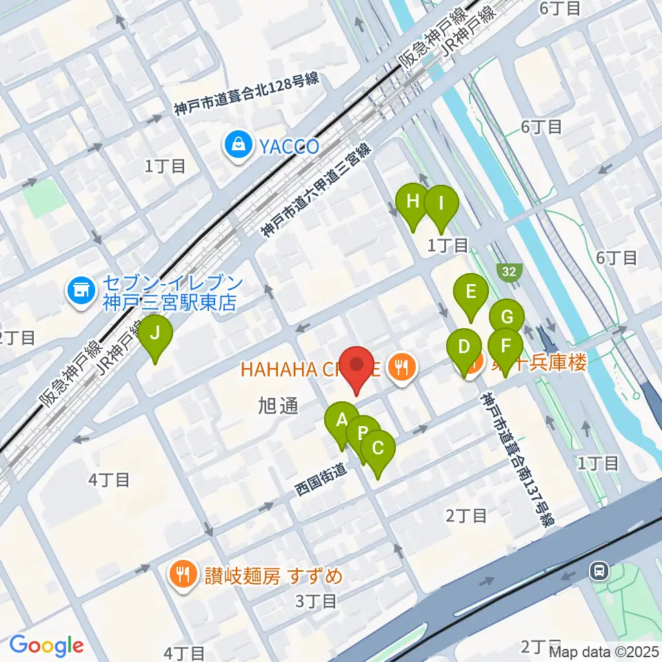 ジャンベ・民族楽器メットリー周辺のカフェ一覧地図