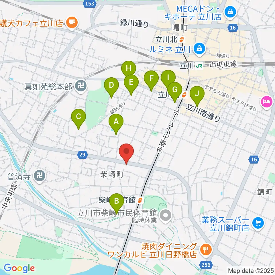 Tokyo Strings周辺のカフェ一覧地図