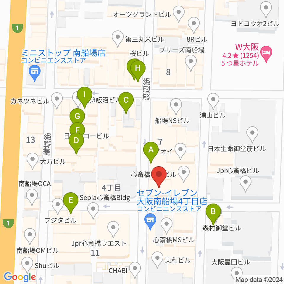 トニック楽器アトリエボア周辺のカフェ一覧地図