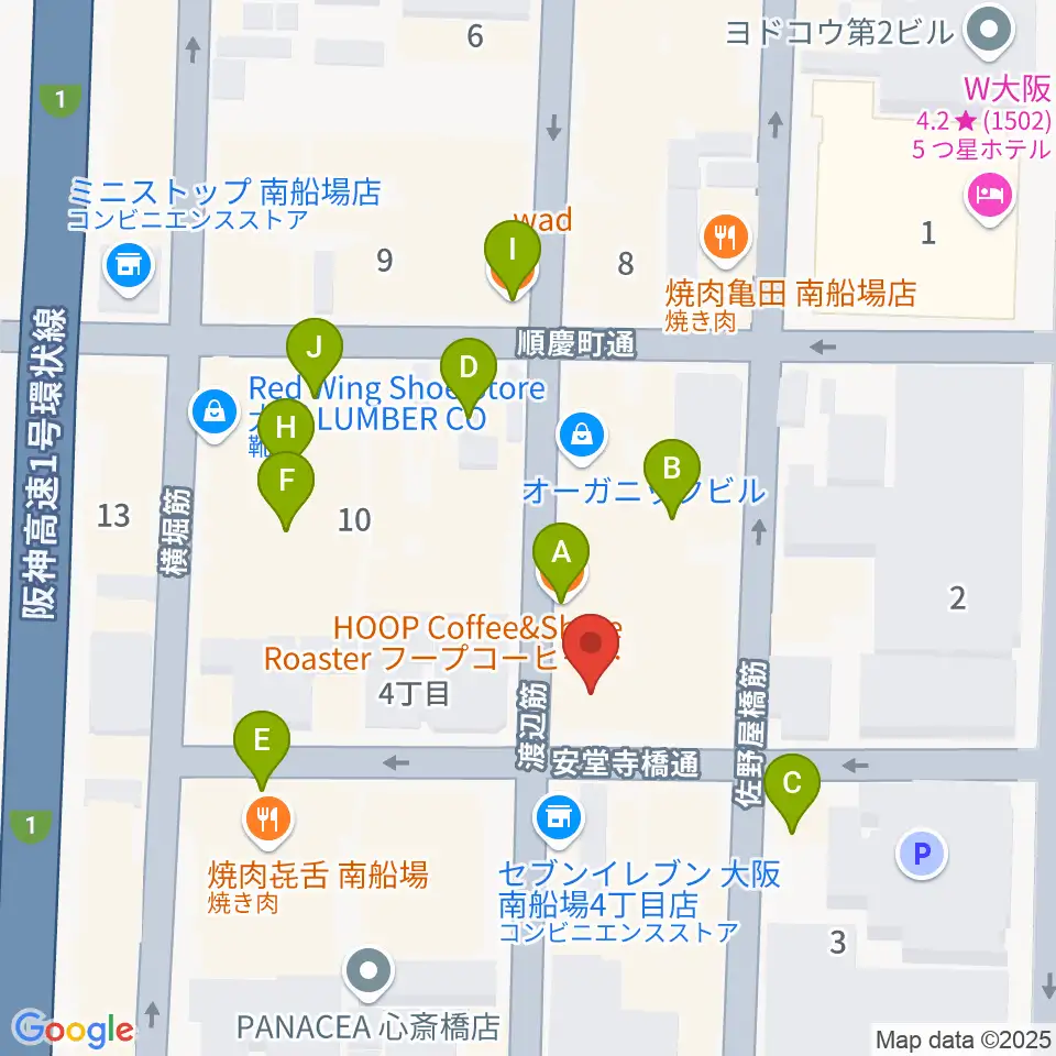 トニック楽器アトリエボア周辺のカフェ一覧地図