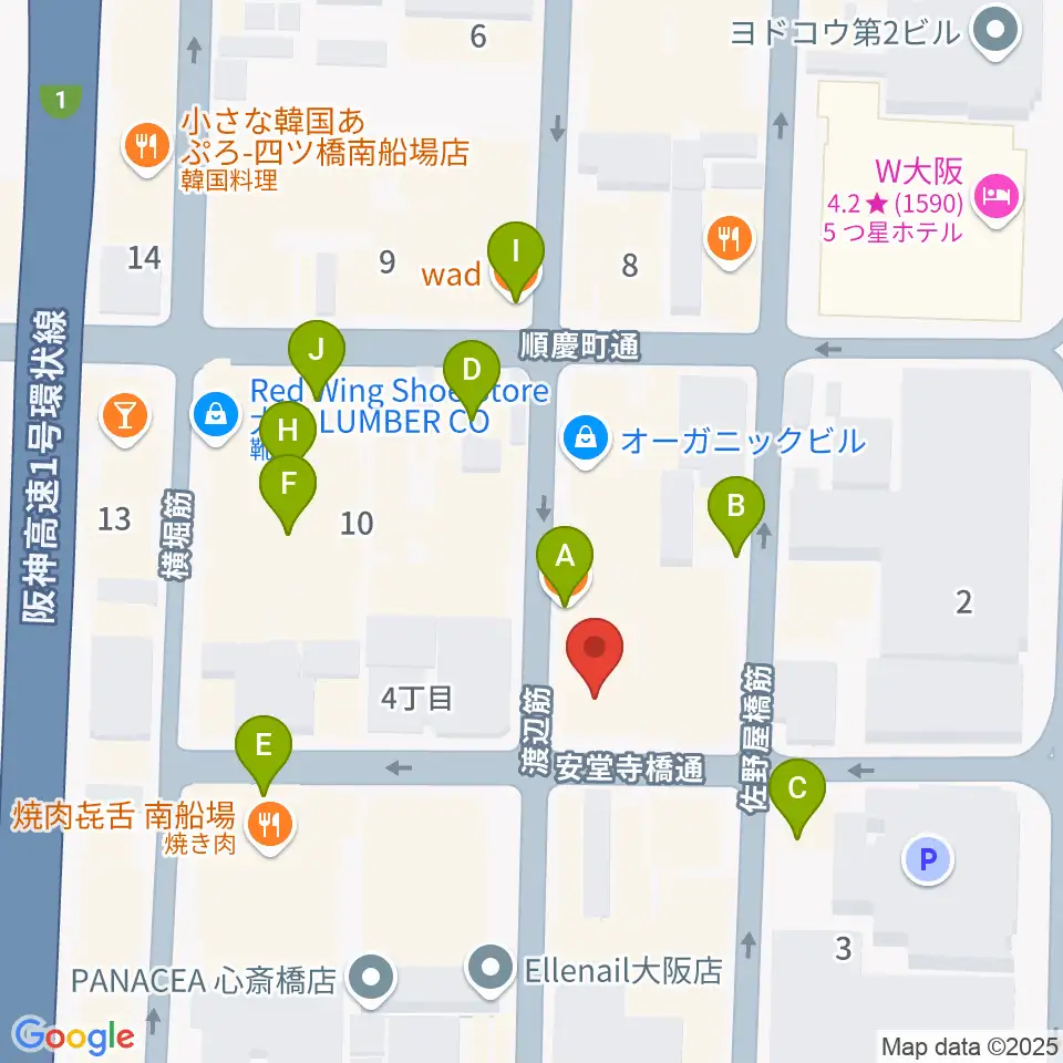 トニック楽器アトリエボア周辺のカフェ一覧地図